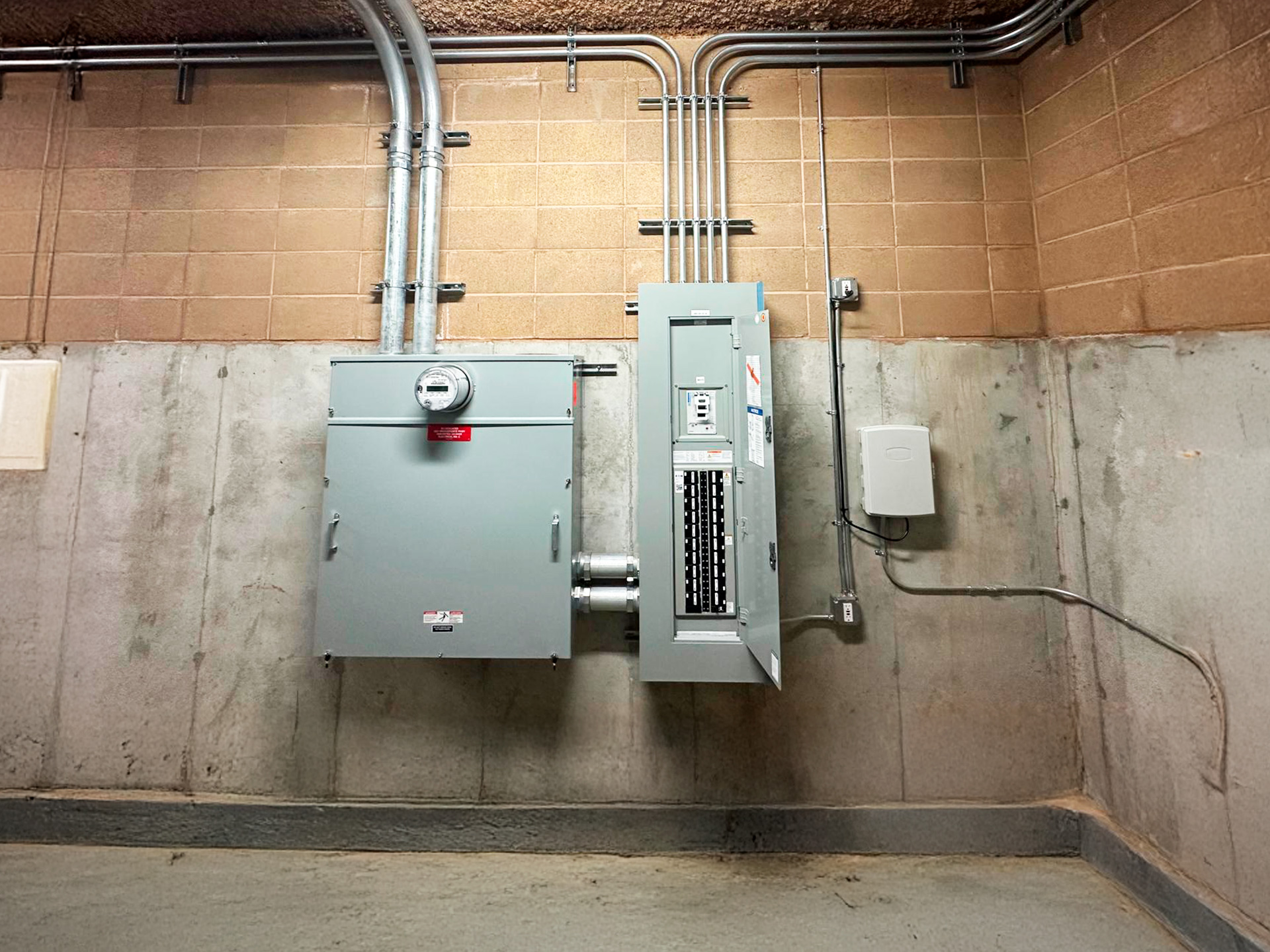 Modern recessed lighting installation in living room